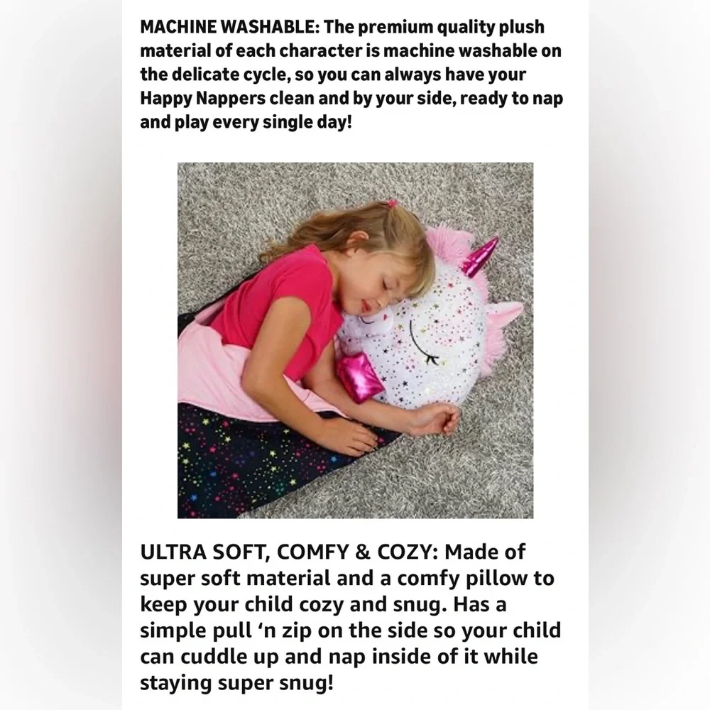 🦄 Unicorn Happy Napper - Pillow / Sleeping Bag 🌟 NEW w/out packaging 🌟 see below - Picture 12 of 16